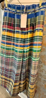 Plain wide leg checkerboard printed casual pants
