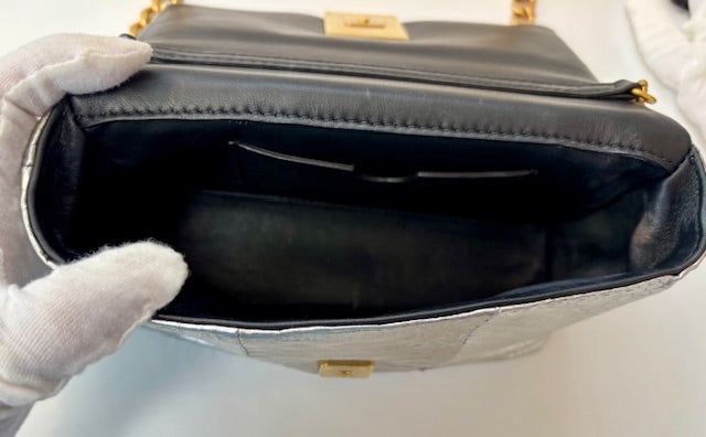 Balmani 1945 Soft Mini Shoulder/Crossbody Metallic Silver Golden Hardware