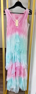 Made in Italy silk long dress multicolor