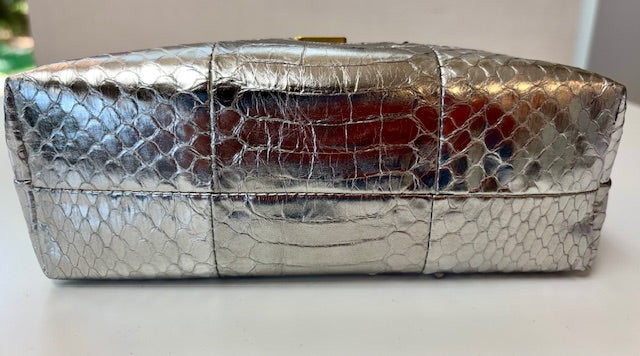 Balmani 1945 Soft Mini Shoulder/Crossbody Metallic Silver Golden Hardware