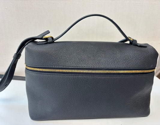 Loro Piana-Grained Calfskin L19 Extra Pocket Pouch Navy