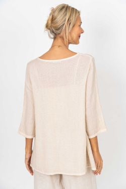 Hi Low Button Linen& Cotton Top