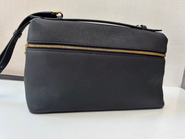 Loro Piana-Grained Calfskin L19 Extra Pocket Pouch Navy