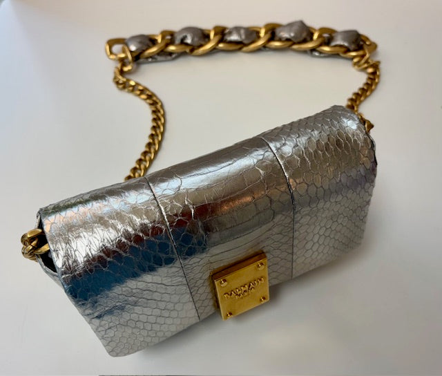 Balmani 1945 Soft Mini Shoulder/Crossbody Metallic Silver Golden Hardware