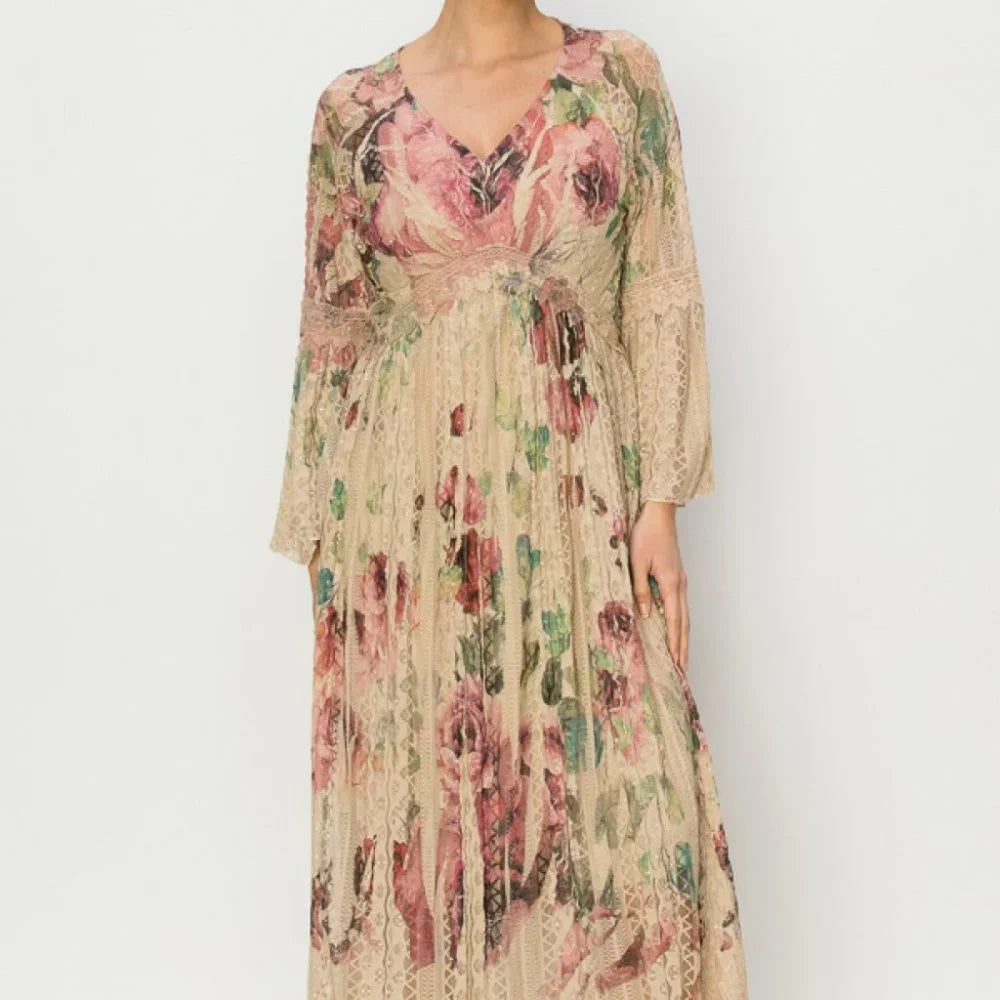Romantic Lace Bell sleeved A line Midi Dress